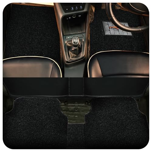 Image of CONTINENTAL ''Duramat Curly'' Universal Noodles Car Mats - Premium Waterproof PVC Cushions Car Floor Mats for All Cars with Anti-Slip Design (Set of 5,Full Black)