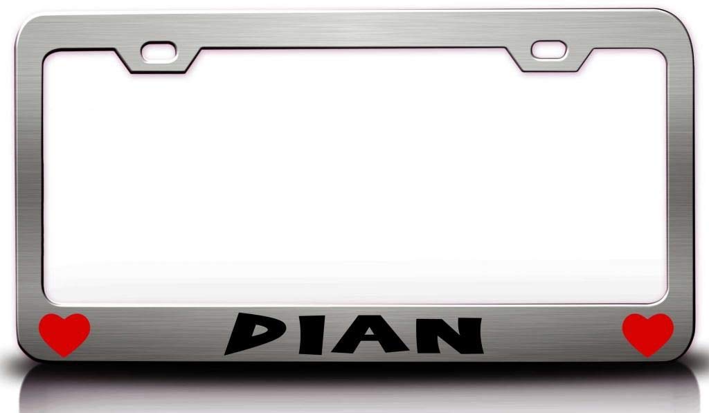 DIAN w/Hearts Metal Car SUV Truck License Plate Frame Ch w85