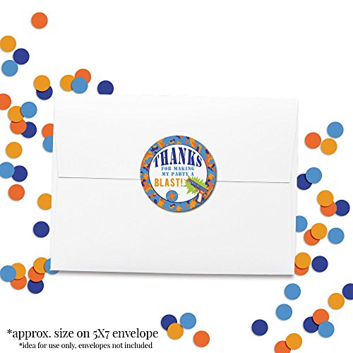 Dart Gun Birthday Party Sticker Labels, 40 2" Party Circle Stickers By Amandacreation, Great For Party Favors, Envelope Seals & Goodie Bags #TOP2