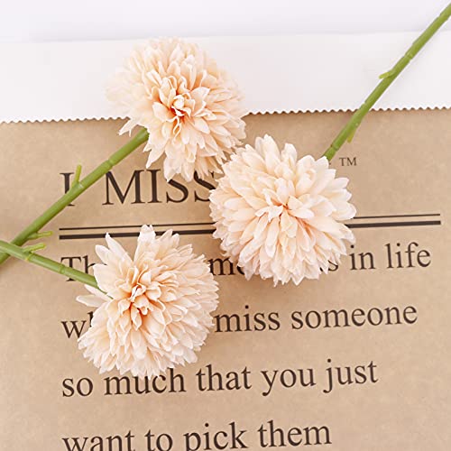 Serra Flora Artificial Flowers Fake 7Cm Chrysanthemum Ball Bouquet Flowers Silk Plastic Artificial Hydrangea 6 Heads Bridal Wedding Bouquet For Home Garden Party Wedding Decoration (Champagne)¡­ #TOP4