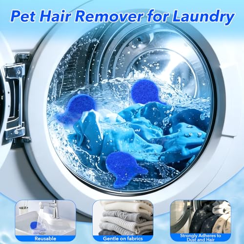 Image of 6 Pieces Dog Hair Removal from Clothes, Pet Hair Remover for Laundry with Washing Machine Lint Catcher, Cat Hair Remover for Fabric Care, Washing Machine Lint Remover Set
