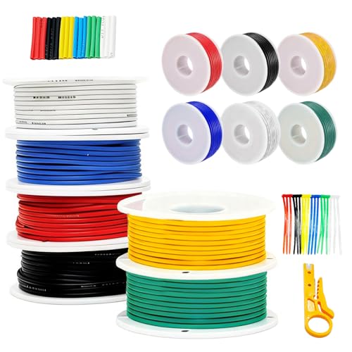 22 AWG 0,3 mm² de cable eléctrico de silicona, 6 colores, bobina de 10 metros de cobre estañado, cable eléctrico flexible para bricolaje, RC, lámparas, coches y electrodomésticos