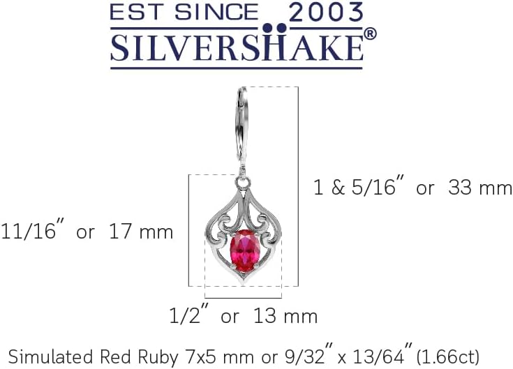 Silvershake 7X5mm Oval Shape Birthstone Gemstone White Gold Plated or Yellow Gold Plated 925 Sterling Silver Victorian Style Drop Dangle Leverback Earrings Jewelry for Women