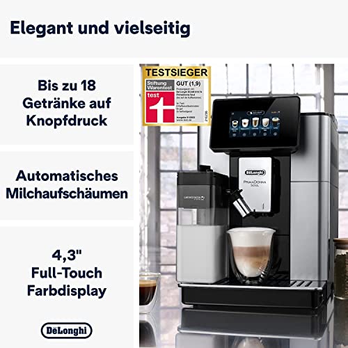 De’Longhi PrimaDonna Soul – Perfetto Kaffeevollautomat mit LatteCrema-Milchaufschäumer, 18...