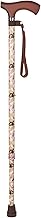 Telescopic Walking Stick for the Elderly with Wooden Handle - with Non-Slip Tip and Nylon Strap - Height Adjustable from 30 to 39 inches - Elegant and Floral Pattern for Women