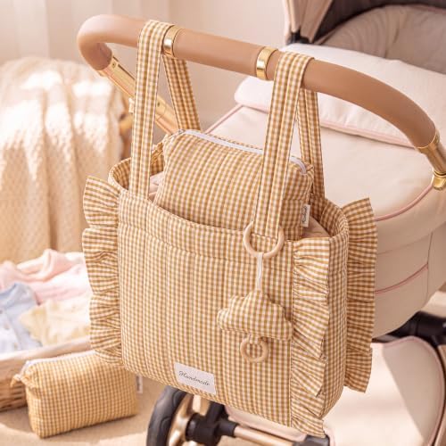 Abbylike Plaid Stroller Bag with Detachable Handle Drawstring Pocket Includes Mini Pouch Universal for Strollers - 3