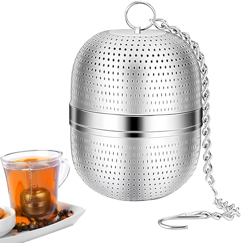 Stainless Steel Tea Infuser & Spice Ball Strainer, Fine Mesh Loose Leaf Tea Infuser with Chain for Mugs Teapots, Multiuse Herb Spice Tea Filter for Brewing and Cooking