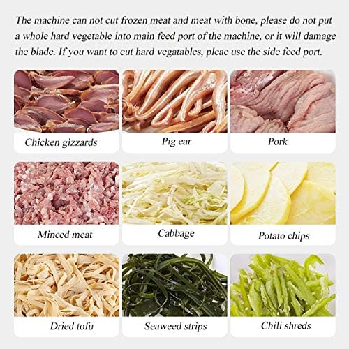 Heavy-Duty Electric Meat & Vegetable Cutter Machine – 440lb/h Commercial Slicer with 5mm Shredder & 2.5mm Blade – Stainless Steel, Efficient Meat Shredding & Strip Cutting