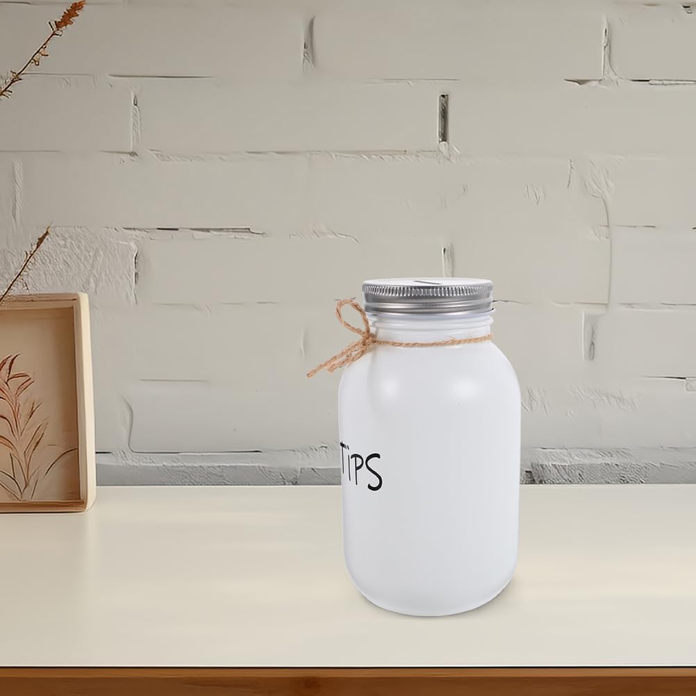 Cabilock Glass Money Saving Jar Small Coin Tips Container Mason Jar for Home Office Decorative Coin Bank Clear Glass Piggy Bank