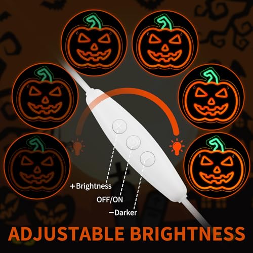 Image of MissAudrey Halloween Light Up Pumpkin Neon Sign, Neon Sign Halloween Window Hanging Lights, Green Orange Acrylic Thanksgiving Art Wall Fall Decor for Home Bedroom Bar Pub Club Party，5V USB Powered