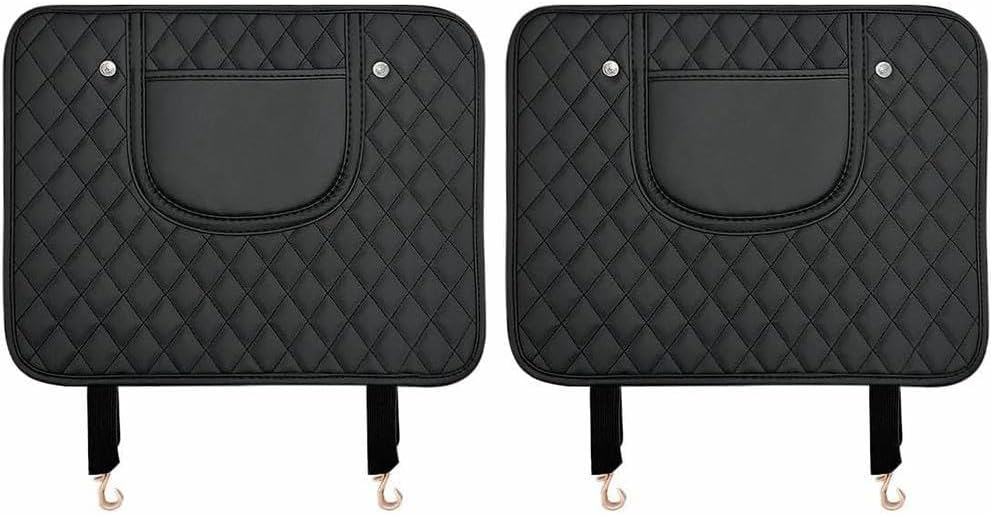 2PCS Black Car Seat Back Anti Kick Mat for Cadillac for CTS 2004 2005 2006 2007 Leather Auto Backrest Protectors