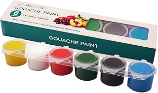 6 Color Gouache Paint Set - 0.5 oz (15 ml) Each - Water Based, Non-Toxic, Vibrant, Matte Opaque Finish - Perfect for Painting Coloring Drawing