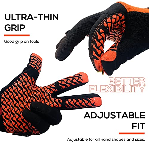 Safe Handler Super Grip Gloves | Textured Grip Palm, Non-Slip Texture, Hook & Loop Wrist Strap, Black/Orange, S/M, 1 Pair (2 Gloves) #TOP1