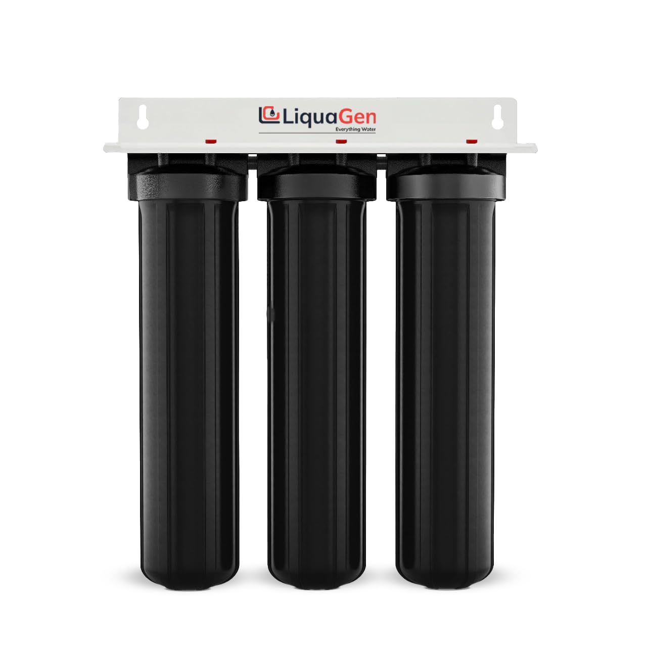 LiquaGen 3-Stage Whole House Water Filter System – Reduces Sediment, Chlorine, Odors & Taste – Ideal for Well & City Water – High Flow Filtration (Maximum Defense)