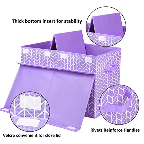 Image of Large Toy Storage Box Chest for Kids, Sturdy Toy Box Bin Baskets with Lid | Toy Storage Box for Living Room, Nursery, Closet, Bedroom, Playroom 25 inchx13 inch x16 inch (Purple)