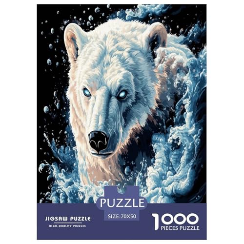 Rompecabezas de oso polar de 1000 piezas, una obra de arte y gran juego de ingenio de 70x50 cm