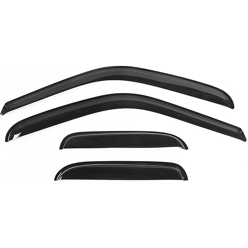 IKON MOTORSPORTS, Window Visors Compatible with 2000-2006 Toyota Tundra Extended Cab, Slim Tinted Acrylic Resistant Shield Cover Wind Sun Rain Guard, 2001 2002 2003 2004 2005
