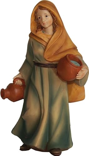 FADEDA Servante avec deux cruches / Hauteur : 11 cm / Peinte à la main / Figurines de crèche détaillées – Décoration de table de Noël Accessoires de crèche