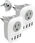 2 Pack UK Ireland Travel Plug Adapter, VINTAR Canada to UK Plug Adapter with 1 USB C, 2 American Outlets and 3 USB Ports, 6 in 1 International Power Adapter for England Singapore Hongkong(Type G)