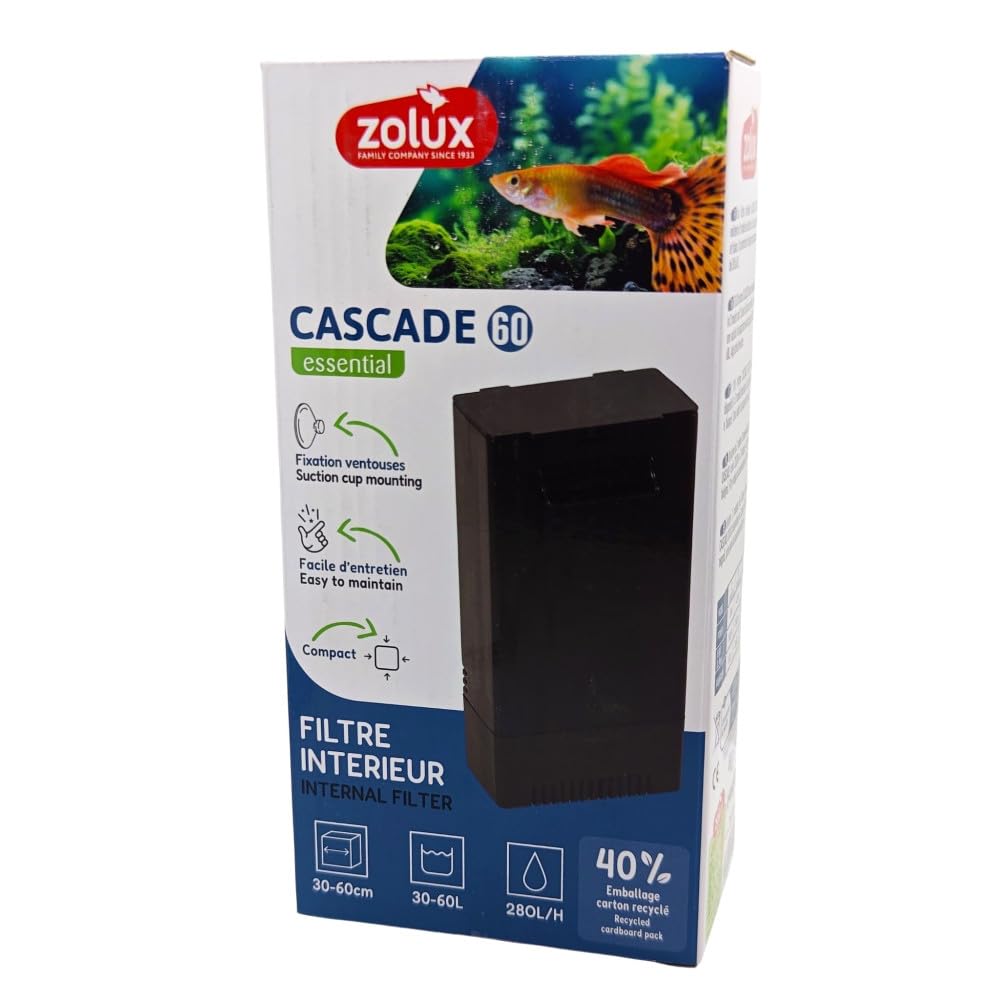 Zolux Aquaya Filtre Cascade 60 Noir Intérieur Aquarium, 1 Unité (Lot de 1)