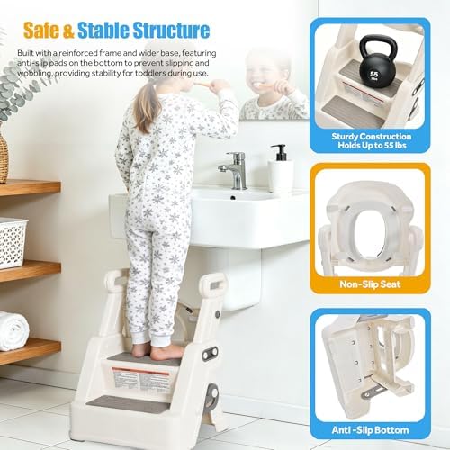 LIVINGbasics 2 in 1 Foldable Potty Training Seat with Step Stool - 4