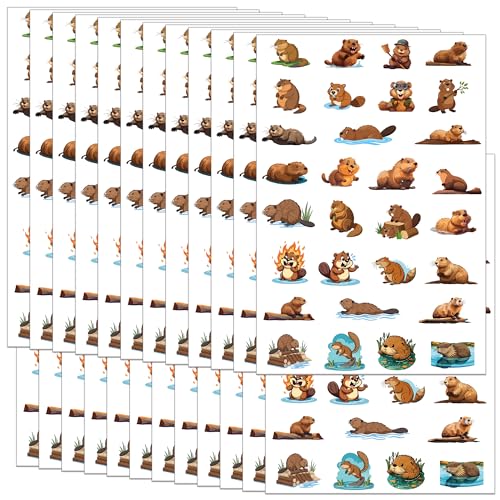 700 calcomanías de castor para fiestas, pequeños castores de selva, calcomanías temáticas de animales de la selva, suministros de fiesta, decoraciones de carnaval, cumpleaños, premios de boda, regalos