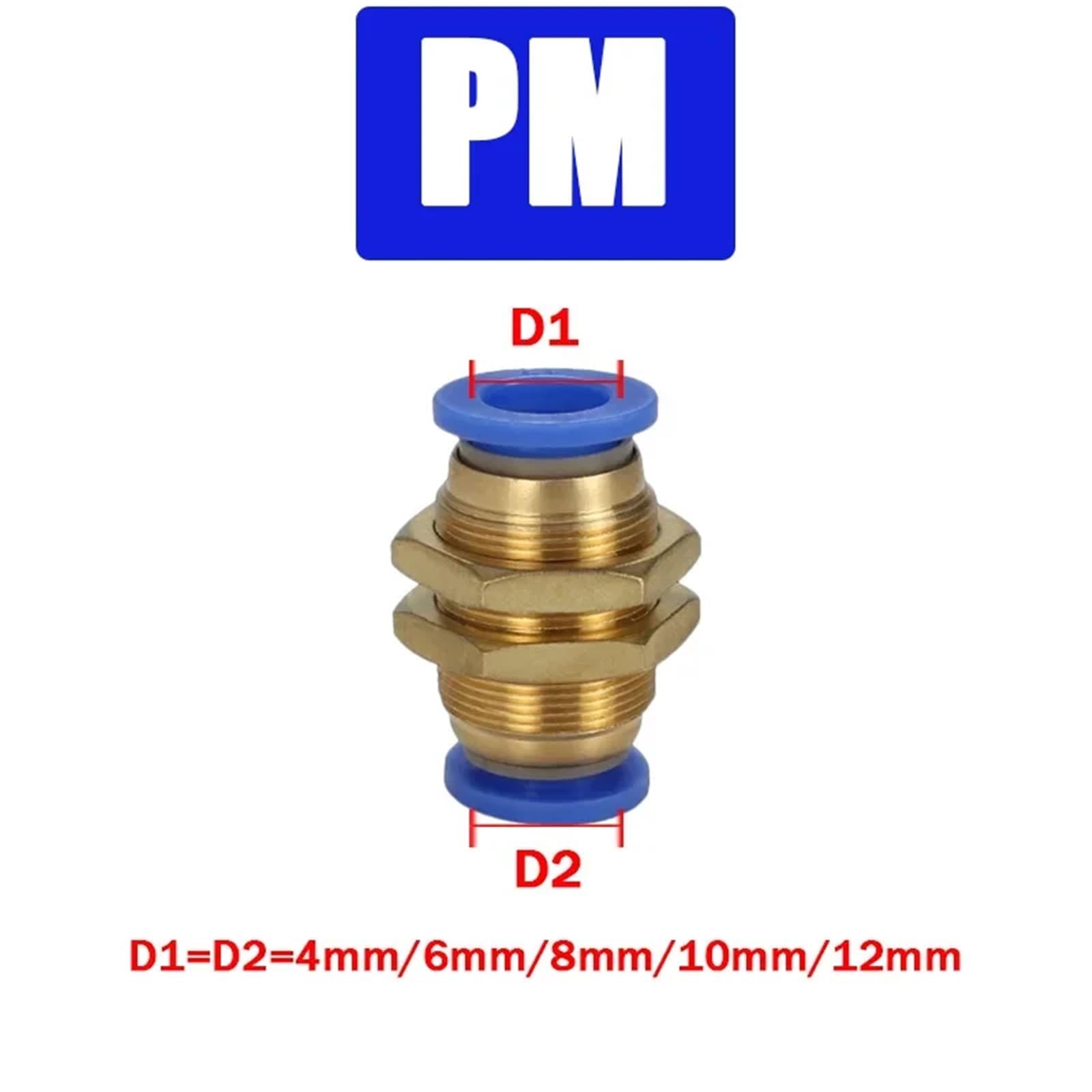 10pcs Air Pneumatic Fittings 6mm Fitting PU PV PY PE PM PK 304 Stainless Steel Hose Quick Couplings Pipe Connectors(PM)