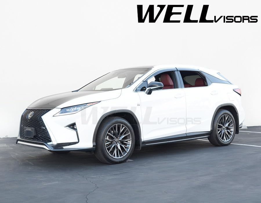 WellVisors Window Visors Wind Deflectors Compatible with Lexus 2016-2022 RX350 RX450h with Chrome Trim Rain Guards 3-847LX023