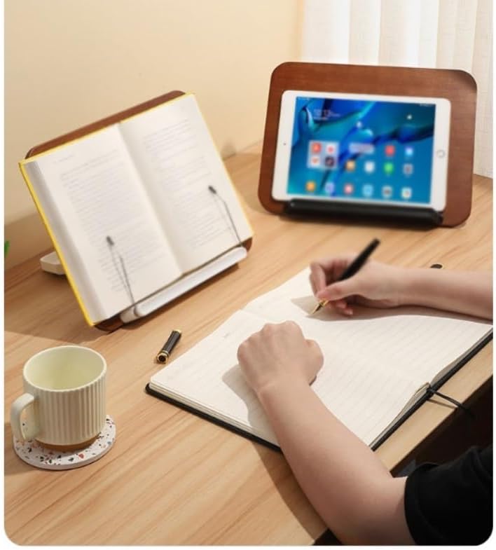 Density Board Book Stand ABS Reading Rack Wood Holder