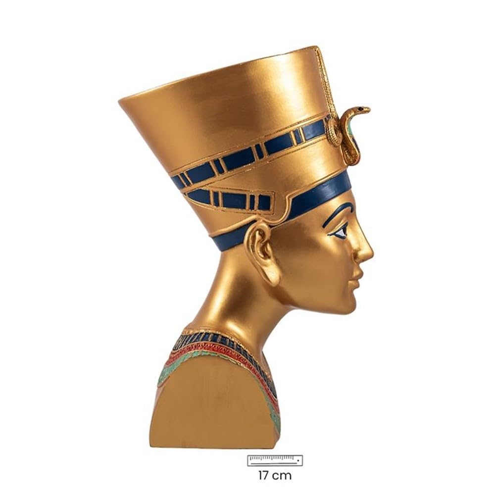 Figurine Buste De La Reine Néfertiti De L'Egypte Ancienne 25 Cm. Statue De Sculpture Dorée