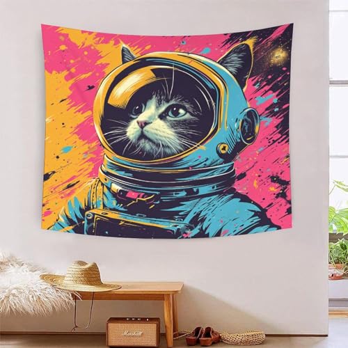 Tapisserie murale chat 3D grand format pour deco de chambre et dortoir