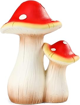 Garden Mushroom Sculpture, Realistic Fungus Plants Ornaments, Environmentally Friendly Resin Figurine Waterproof for Lawn Decoration