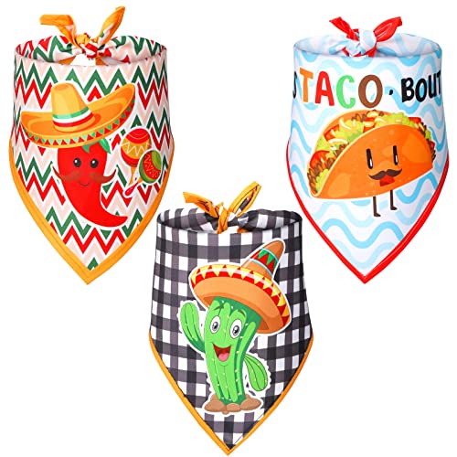 Cinco De Mayo Dog Bandanas Mexico Dog Bandana Taco Cactus Pepper Mallets Bottles Horses Pattern Triangle Bib Dog Scarf Accessories Costume for Small Medium PET Puppy Mexican Dog Gift (Cute Pattern)