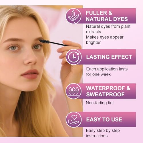 WEILNELL Eyelash & Eyebrow Color Kit, Professional Instant Black Lash & Brow Color Kit, Eye Lash & Eye brow Coloring Set with Natural Bushy Results, Easy to Use & Salon at Home 7ml (Black)