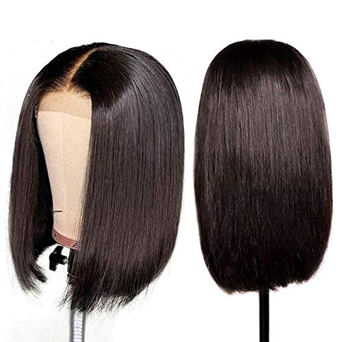image for BLY 180% Density Short Bob Lace Front Wigs Straight Human Hair 4x4 Lac