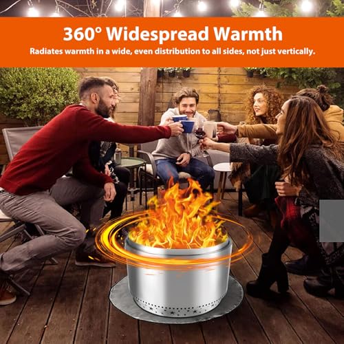 32" Smokeless Firepit Outdoor, Portable Outside Stainless Steel firepit, Wood Burning Fire Pits for Camping, Backyard, Patio Garden, Picnic