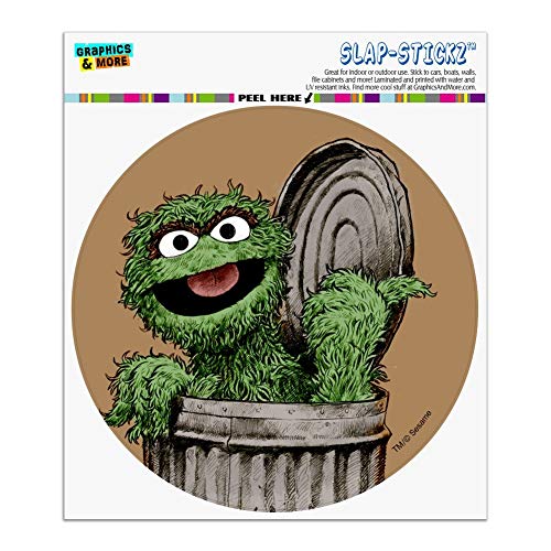 GRAPHICS & MORE Sesame Street Vintage Oscar The Grouch Automotive Car Window Locker Circle Bumper Sticker