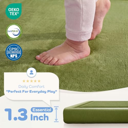 Image of 1.3 inch Thick Baby Play Mat for Floor,39x59 Memory Foam Tummy Time Mat