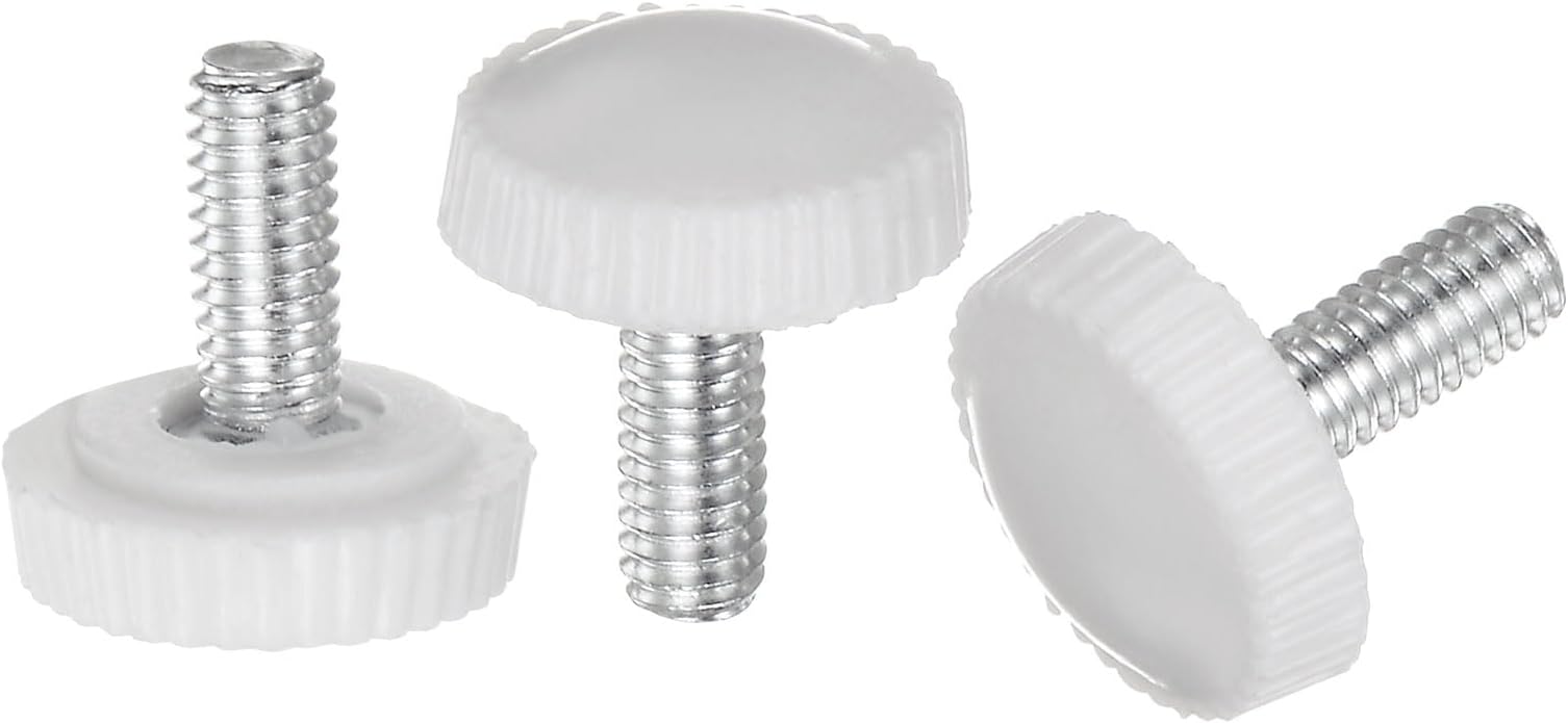 uxcell 20pcs M4 x 10mm Male Thread Knurled Knobs, Thumb Screw Clamping Knobs Grip Plastic Handle Hand Knobs with Threaded Stud, White