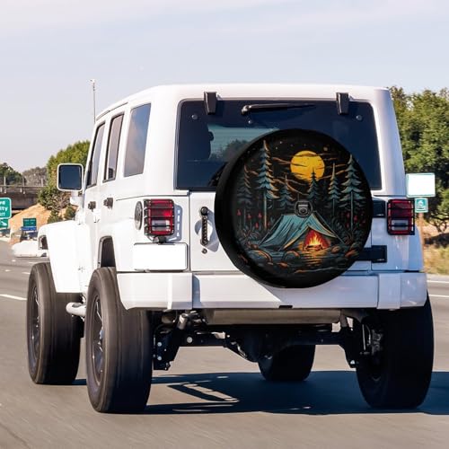 Image of Delerain Spare Tire Cover with Backup Camera Hole Camping Hiking Wheel Covers Waterproof Dust-Proof UV Sun Universal Fit for RV Trailer RV SUV Truck (18 Inch for Diameter 32 inch-34 inch)