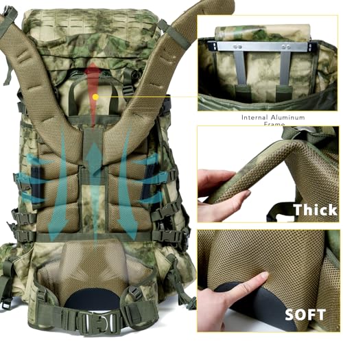 Image of MT Military Army Large Rucksack with Detacheable Assault Backpack Hydration Pack Shoulder Straps and Waist Belt Metal Frame | Detacheable