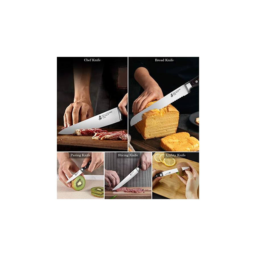 TUO-Kitchen-Knife-Set-6-pcs-Professional-Knives-Set-with-Wooden-Block-German-Stainless-Steel-Kitchen-Knife-Block-Set-Ergonomic-G10-Handle-Legacy-Series TUO Kitchen Knife Set - 6 pcs Professional Knives Set with Wooden Block - German Stainless Steel Kitchen Knife Block Set - Ergonomic G10 Handle - Legacy Series
