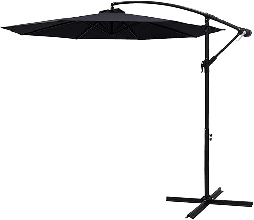Miniatura 1 de FLAME&SHADE 10 ft Cantilever Offset Outdoor Patio Umbrella with Cross Base Stand