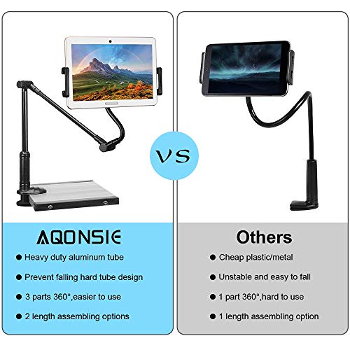 Aqonsie Phone Holder Bed Gooseneck Mount Clip With 360° Rotation Flexible & Hard Arm Bracket Compatible With Ipad,Tablet,4-14" Phones, Foldable Tablet Stand For Desk Bed Kitchen Office& Christmas Gift #TOP2