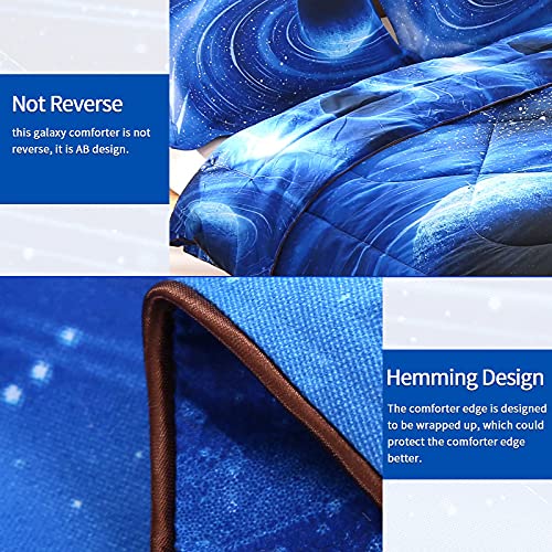 Encoft Universe Blue Galaxy Comforter Sets Twin 3 Pcs, Boys And Girls Kids Galaxy Bedding Sets , Galaxy Blue Bedspread Coverlet Quilt Comforter Sets, Blue Space Comforter Twin (Galaxy Blue, Twin) #TOP4