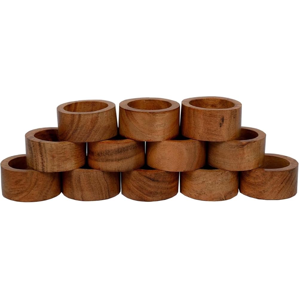 IJSDNVJNDX For Home or Kitchen Décor Handmade Wood Napkin Ring Set of 12 for Dining, Anniversary, Birthday, Christmas