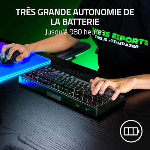 Razer BlackWidow V4 Tenkeyless HyperSpeed Tactile Switch Clavier TKL Gaming sans Fil remplaçable à Chaud Bluetooth & HyperSpeed 1000Hz Snap Tap Clavier AZERTY | - vue 7