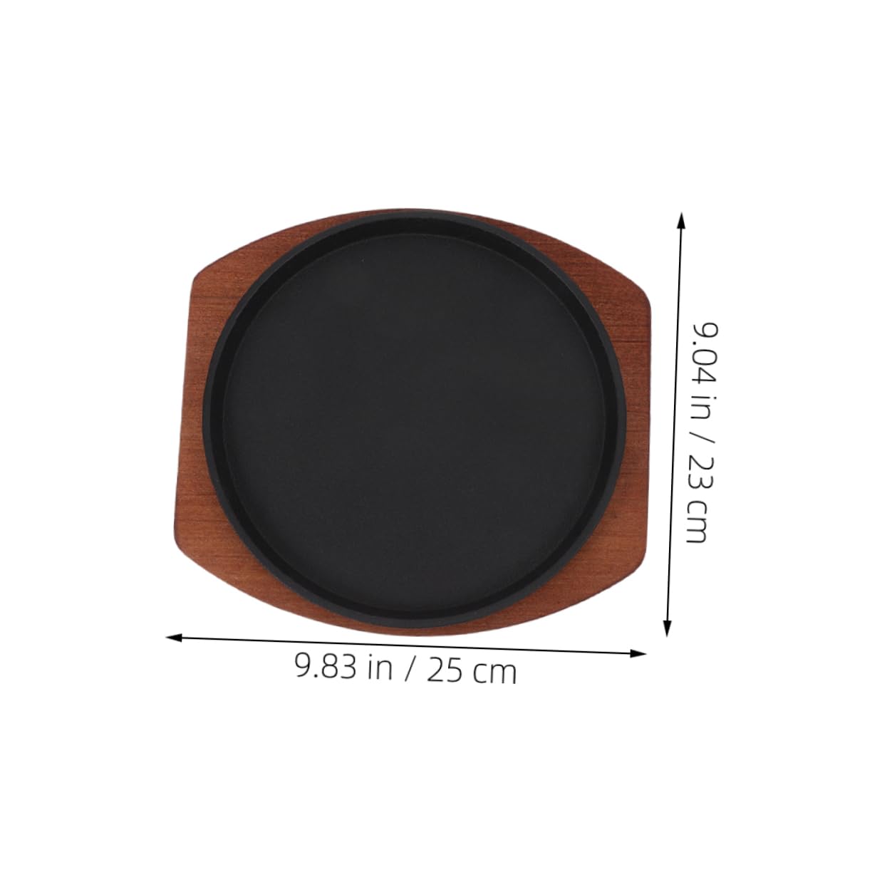 1 Set Iron Steak Plate with Wooden Base Bbq Griddle for Home Restaurant and Parties High Temperature Serving Tray for Consistent Cooking Results