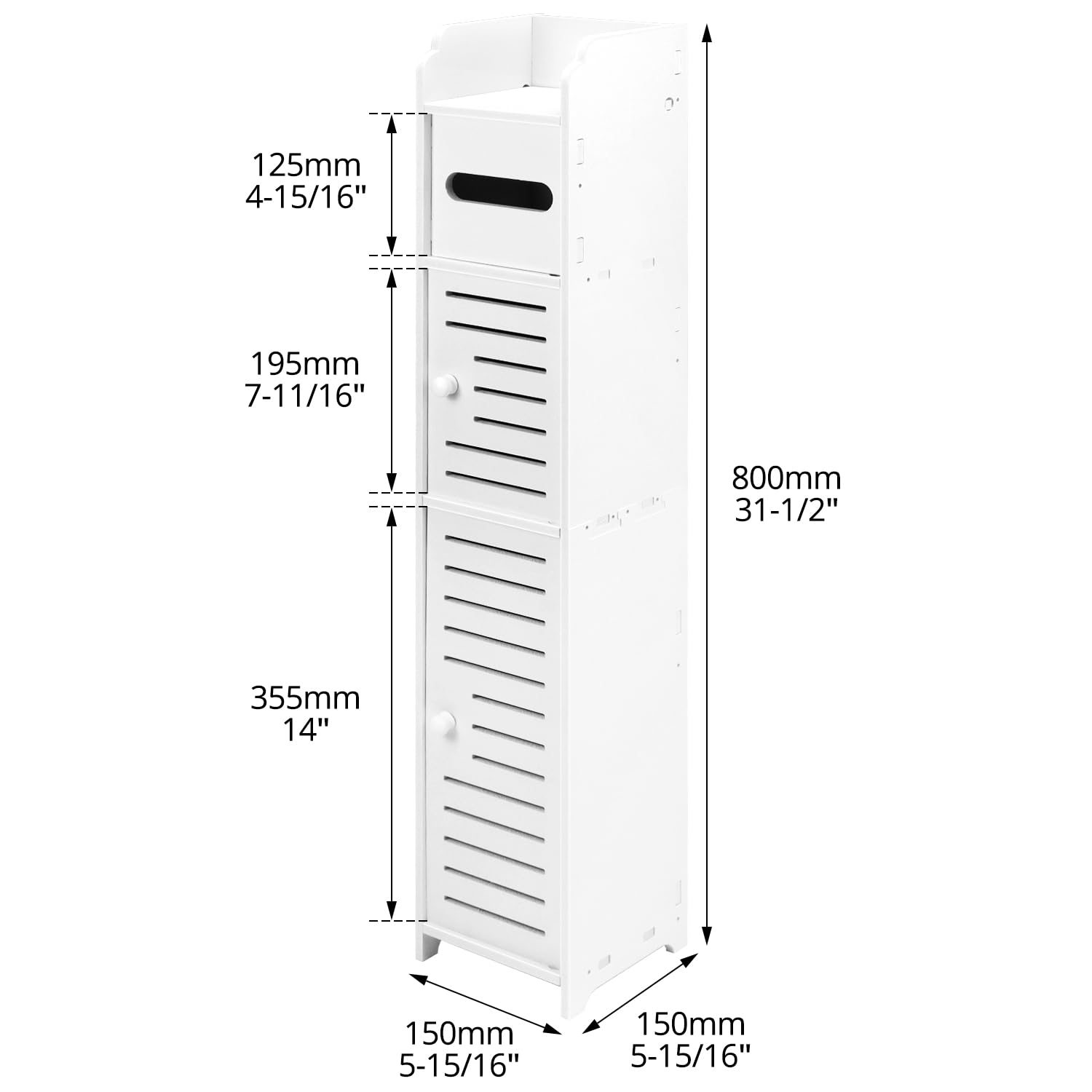 QWORK® Muebles Auxiliares de Baño, Armario de Baño, Mueble Baño Estrecho Portarrollos de Papel Higiénico Impermeables 14 x 15 x 80 cm