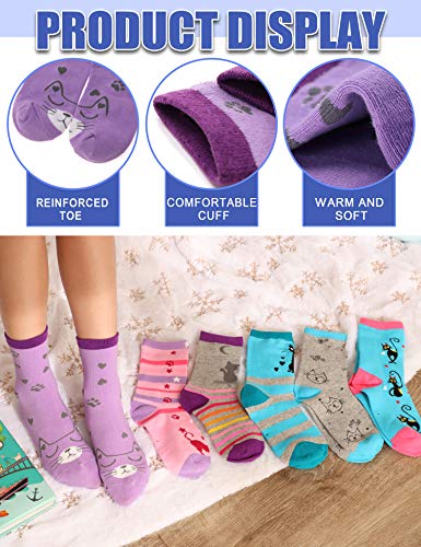 Image of Anlisim Girls Socks Cute Animal Pattern Cartoon Novelty Fashion Soft Cotton Socks 6 Pairs